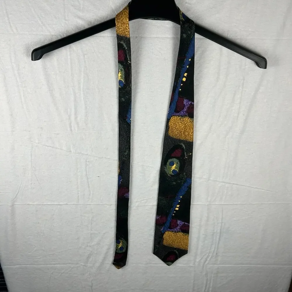 Vintage Retro Design Studios Abstract Art Silk Tie – 90s Geometric Print